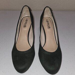 Dark Green High Heels Pumps Fall Color Suede Size 9 LifeStride